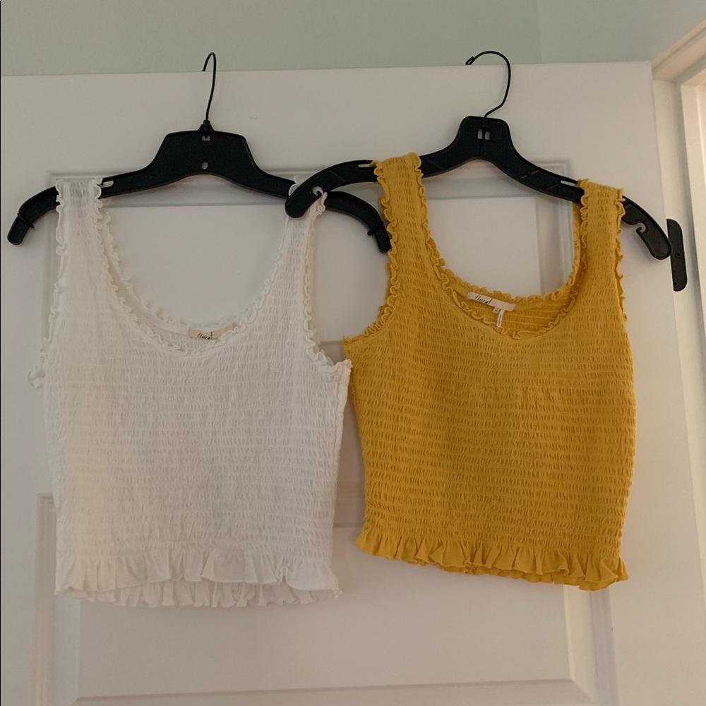 Lot of 2 smocked ruffle crop tops anthropologie